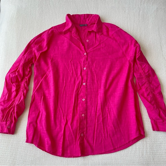 ASOS DESIGN Curve Long Sleeve Button Down Shirt, Rushed Sleeves, size 14 - Picture 2 of 10